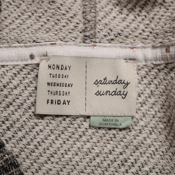 Saturday Sunday Anthropologie Rehearsal Cropped Hoodie Sweatshirt Gray Size L - Picture 6 of 11